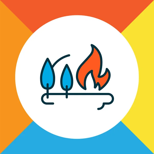 Fire in forest icon colored line symbol. Premium quality isolated burning tree element in trendy style.