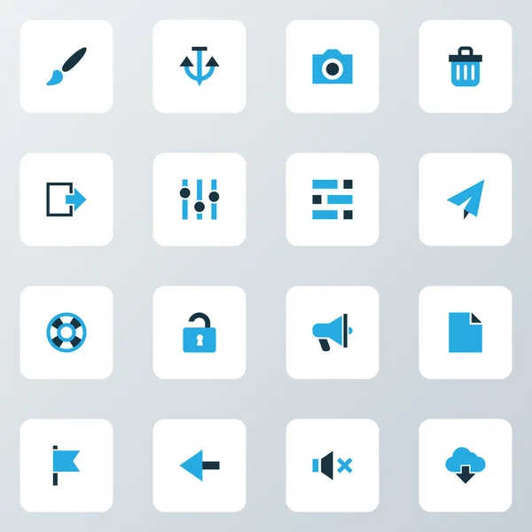 Interface-Symbole farbige Set mit Ausgang, Datei, Rücken und andere Rettungsring-Elemente. Isolierte Icons zur Vektorillustration. — Stockvektor