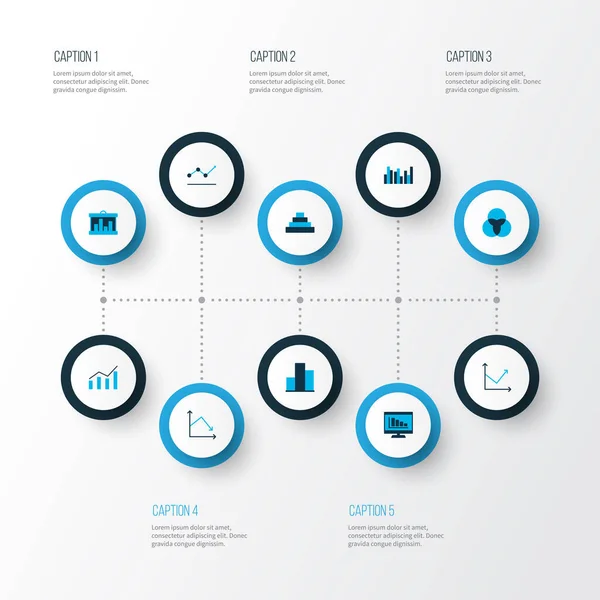 Conjunto de gráficos, diagramas e iconos estadísticos. Colección de símbolos de calidad premium. Los iconos se pueden utilizar para el diseño web, aplicación e interfaz de usuario. — Foto de Stock