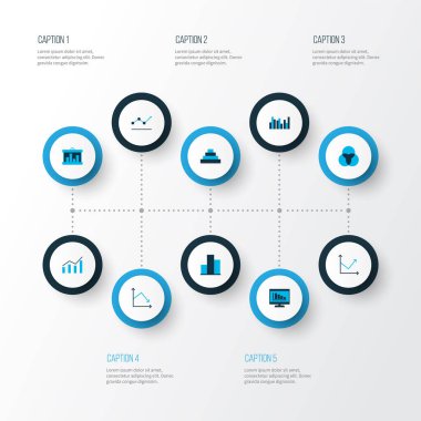 Grafikler, diyagramlar ve istatistik simgeleri kümesi. Kaliteli sembol koleksiyonu. Simgeler web, uygulama ve UI tasarımı için kullanılabilir.