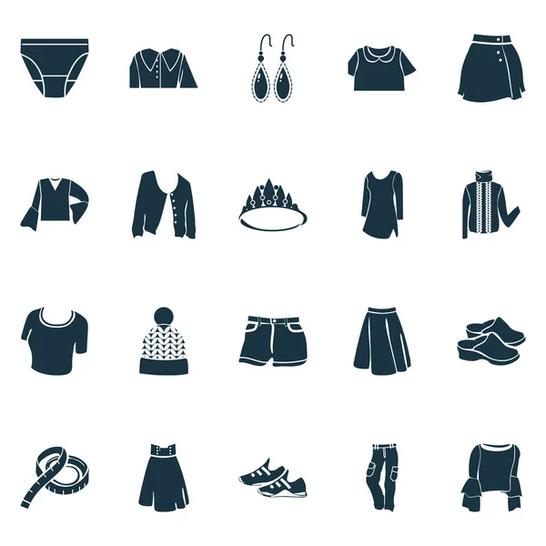 Fashion design icons set with beachwear, short cardigan, top and other garment elements. Isolated illustration fashion design icons. — Stock Photo, Image