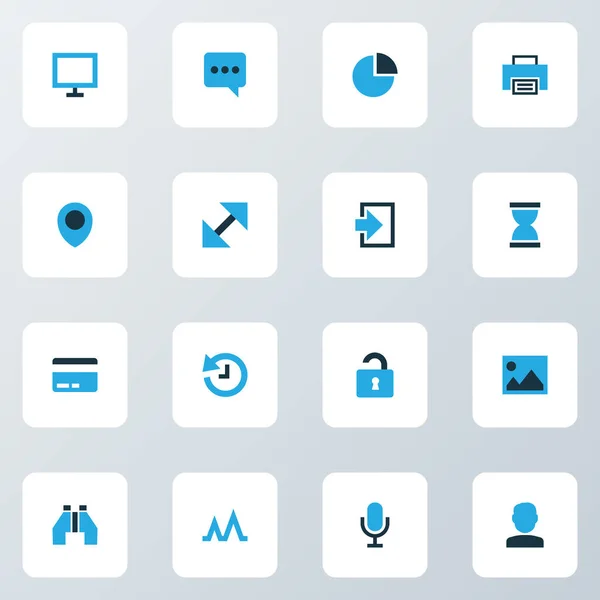 User icons colored set with hourglass, chatting, unlock and other picture elements. Isolated illustration user icons.