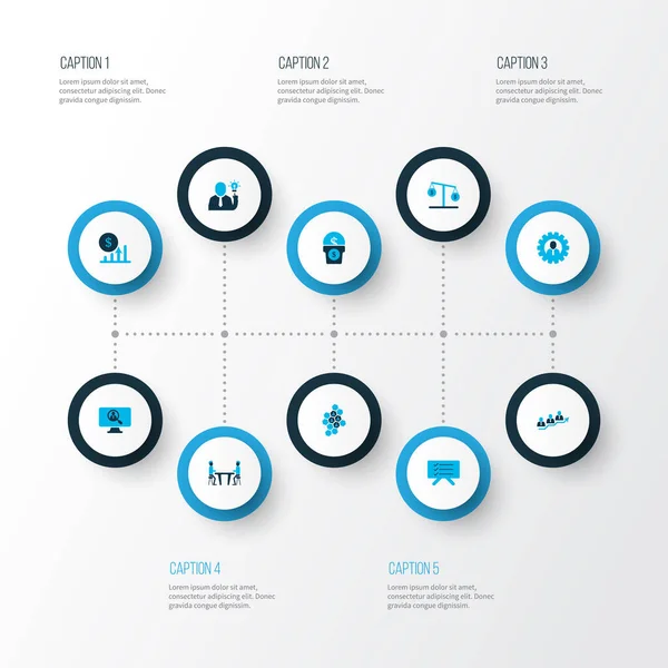 Takım çalışması simgeleri planlama tahtası, bal peteği, kar ve diğer tartışma unsurlarıyla renklendirildi. İzole edilmiş illüstrasyon takım çalışması simgeleri.