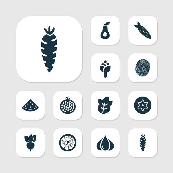 Овочеві ікони, встановлені з артишоком, татом, кореневими овочами та іншими елементами природи. Ізольовані Векторні ілюстрації овочевих значків . — стоковий вектор