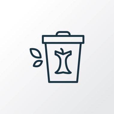 Kompost kutusu simgesi çizgi sembolü. Kaliteli kalite izole edilmiş çöp ögesi modada.