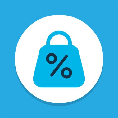 İndirim simgesi renkli sembol. Moda tarzında birinci kalite izole satış ögesi.