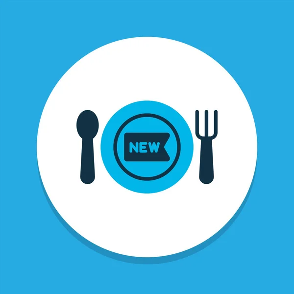 Nowa ikona posiłku kolorowy symbol. Wysokiej jakości izolowany element lunchu w modnym stylu. — Wektor stockowy