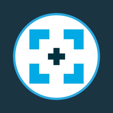 Tam ekran simgesi renkli sembol. Moda tarzında birinci kalite izole hedef ögesi.