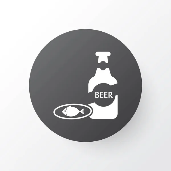 Cerveza con símbolo de icono de pescado. Elemento de cena aislado de primera calidad en estilo moderno . — Vector de stock