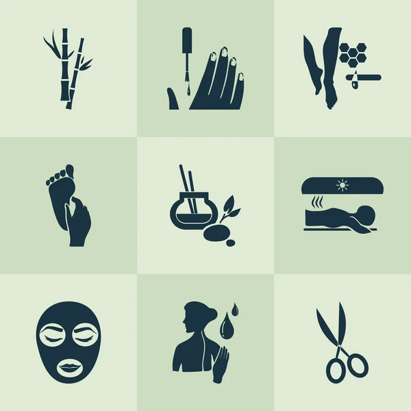 Glamour icons set with scissors, manicure, waxing and other shears elements. Isolated illustration glamour icons. — Stock Photo, Image