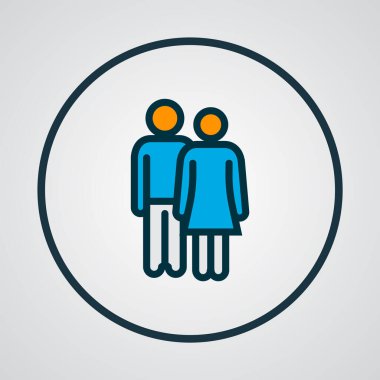 Çift simgesi renkli çizgi sembolü. Moda tarzında birinci kalite izole aşık unsuru.