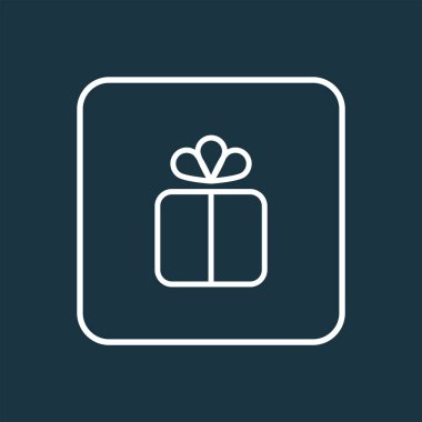 Hediyelik kutu simgesi satırı simgesi. Premium kalite izole sürprizden trendy tarzı.