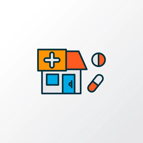 Icono de farmacia símbolo de línea de color. Elemento de farmacia aislada de calidad premium en estilo de moda. — Vector de stock