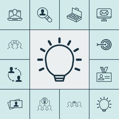 Şirket simgeleri, çalışanları, iş belgelerini, kimlik kartlarını ve diğer işbirliği unsurlarını bulmak için ayarlandı. İzole vektör illüstrasyon kurumsal simgeleri.