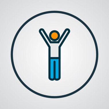 Neşeli insan simgesi renkli çizgi sembolü. Kaliteli kalite, modaya uygun olarak izole edilmiş mutlu çocuk unsuru.