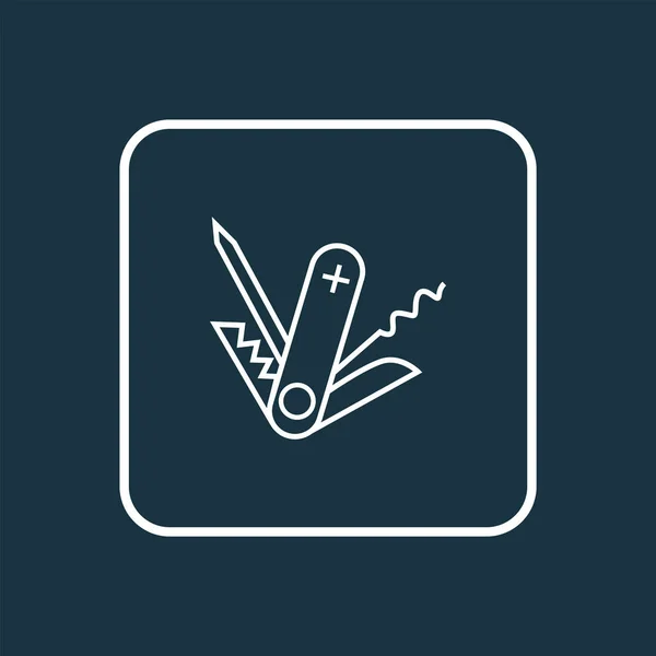 Svájci kés ikon vonal szimbólum. Prémium minőségű elszigetelt zsebkés elem trendi stílusban. — Stock Vector