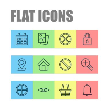 Web simgeleri takvim ile ayarlandı, giriş yapın, erişim reddedildi ve diğer artışlı Ioup elementleri. İzole vektör illüstrasyon ağ simgeleri.