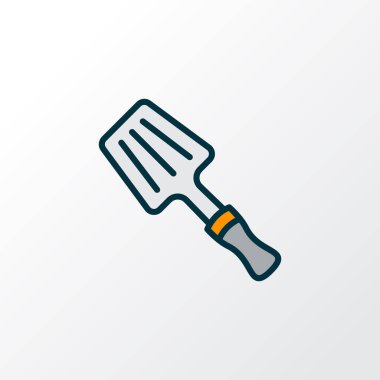 Spatula simgesi renkli çizgi sembolü. Moda tarzında birinci kalite izole bulaşık takımı ögesi.