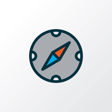 Pusula simgesi renkli çizgi sembolü. Moda tarzında birinci kalite izole navigasyon ögesi.