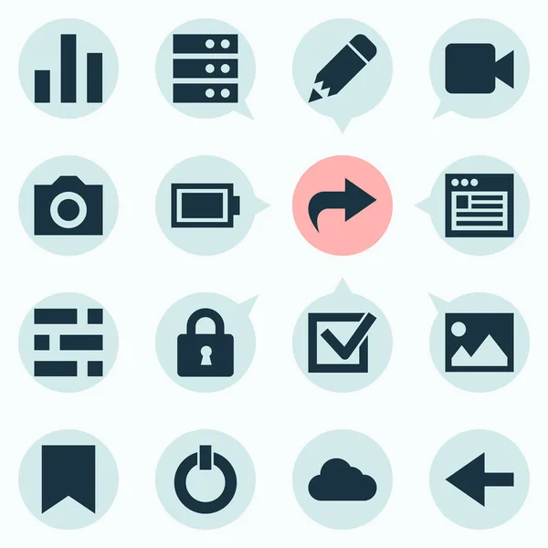 Conjunto de iconos de usuario con nube, batería, encendido y otros elementos de comprobación. Iconos de usuario de ilustración vectorial aislado . — Archivo Imágenes Vectoriales