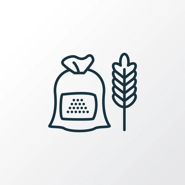 穀物バッグアイコンラインシンボル。流行のスタイルでプレミアム品質の分離小麦の袋要素. — ストック写真