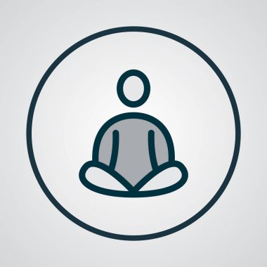 Meditasyon simgesi renkli çizgi sembolü. Moda tarzında birinci sınıf kalite izole yoga ögesi.