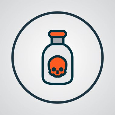 Zehir simgesi renkli çizgi sembolü. Kaliteli kalite, zehirli şişe elementini moda tarzında izole etti.