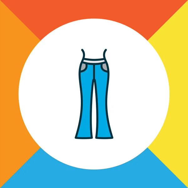 Jeans encontrado ícone colorido símbolo de linha. Elemento de calças elegantes isoladas de qualidade premium em estilo moderno . —  Vetores de Stock