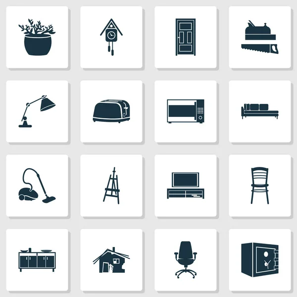 Housing icons set with seat, door, daybed and other chair elements. Isolated illustration housing icons. — Stock Photo, Image