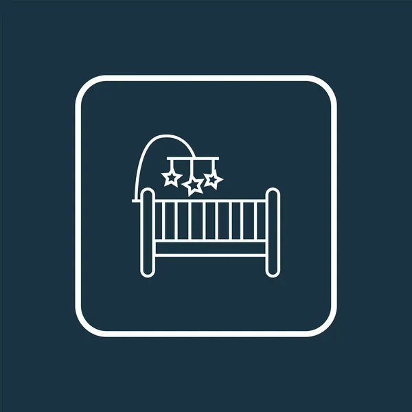 Crib pictogram lijn symbool. Premium kwaliteit geïsoleerd kinderbedje in trendy stijl. — Stockvector