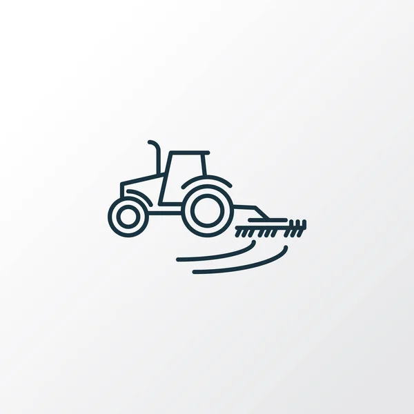 Symbol řádku ikony kultivátoru. Prémiová kvalita izolovaný traktor pluhu prvek v módním stylu. — Stock fotografie