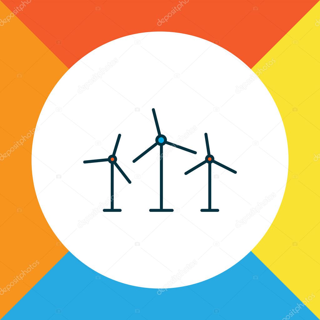 Windmills icon colored line symbol. Premium quality isolated mill element in trendy style.