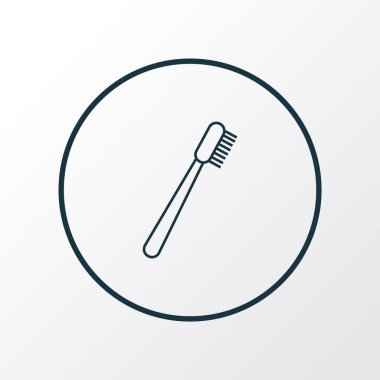 Diş fırçası simgesi çizgi sembolü. Moda tarzında birinci kalite izole edilmiş hijyen unsuru.
