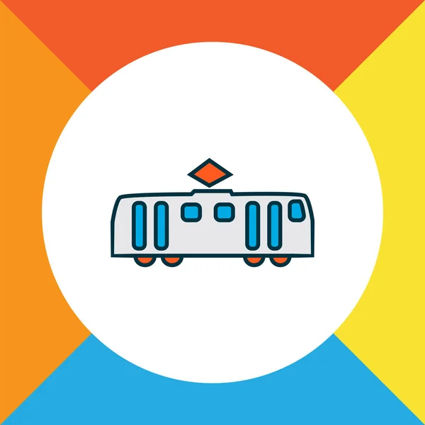 Tramvay simgesi renkli çizgi sembolü. Moda tarzında birinci kalite izole tramvay ögesi. — Stok Vektör
