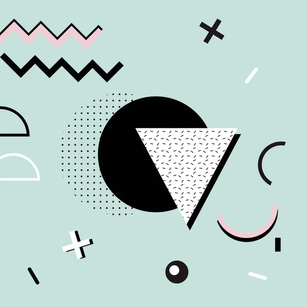 Geometrik memphis arka plan. Retro tasarımı için davetiye, kartvizit, posteri veya başlığı.