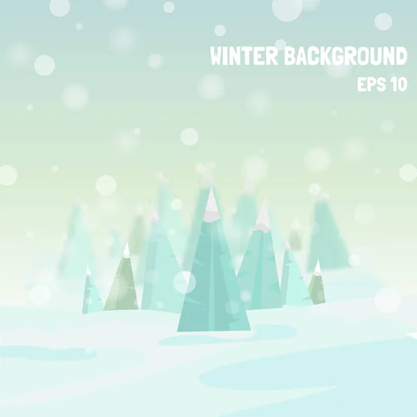 冬のベクトルの背景。クリスマスの木、雪の結晶、ピンぼけ効果を持つ休日冬テンプレート。ベクトルの冬には、背景がぼやけています。冬のイラスト — ストックベクタ
