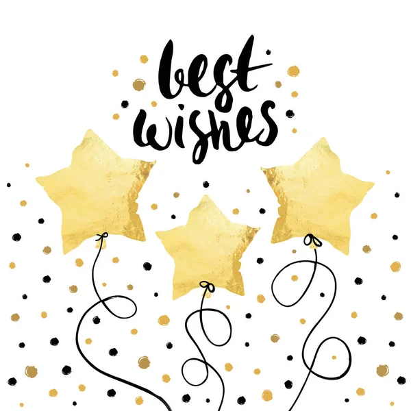 En iyi dilek-el yazısı altın folyo tarzında yapılmış balon ile yazı tatil benzersiz. Tebrik trendy arka plan