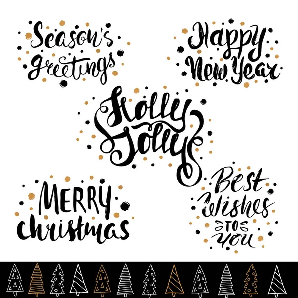 Hand drawn holiday lettering. Christmas collection of unique lettering for greeting cards, stationary, gift tags, scrapbooking, flyers, invitations. Vector Trendy xmas design elements. — Stock Vector