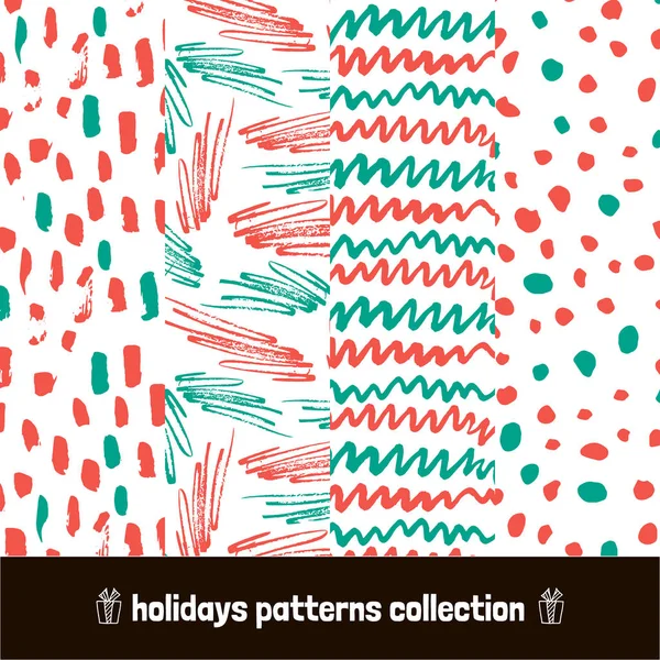 Christmas patterns pack. Seamless Holiday hand drawn pattern art hand drawn dry brush. Vector Illustration