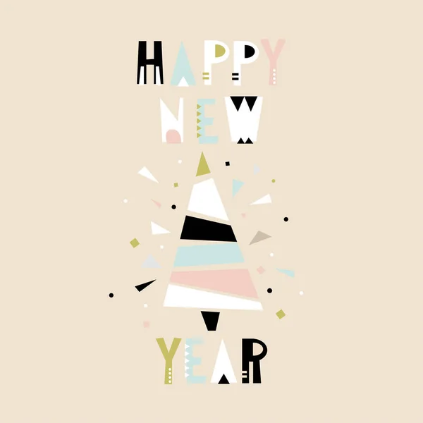 Mutlu yeni yıl tebrik arka plan. Noel ağacı tatil kış şablonu. Vektör çizim