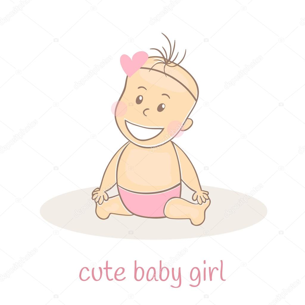 Cute Little Baby Girl Newborn Baby Icon Smiling Cartoon Baby It Can Be Used For Baby Shower Cards Packaging Design Baby Products Etc Vector Illustration Stock Vector C Solodkayamari Gmail Com