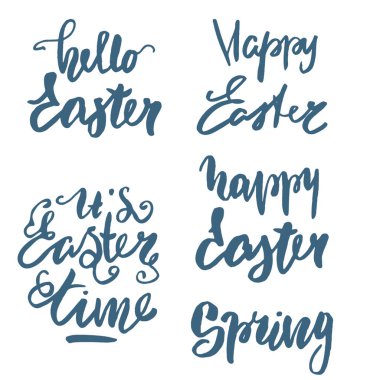 Paskalya örtüsü seti. Kaligrafi kartpostalı ya da poster tasarımı harf ögesi. Vektör El harfleri