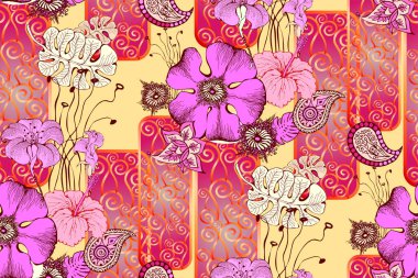 Art Deco tarzından esinlenilmiş kusursuz desen. Vektör çizimi. Kumaş, ambalaj kağıdı, duvar resmi, dijital kağıt, duvar kağıdı ve benzeri şeyler için uygun