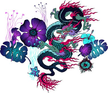 Asya ejderhasının dizaynı. Duvar kağıdı, Banner, Arkaplan, Kart, Kitap, Duvar Resmi, Görüntü, İniş sayfası, Kapak, Pankart, poster, afiş, broşür 