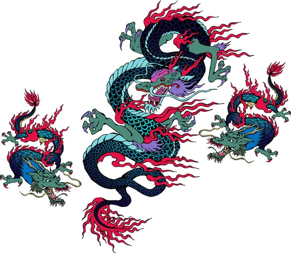Diseño Dragón Asiático Ilustración Vectorial Para Papel Pintado Banner Fondo — Vector de stock