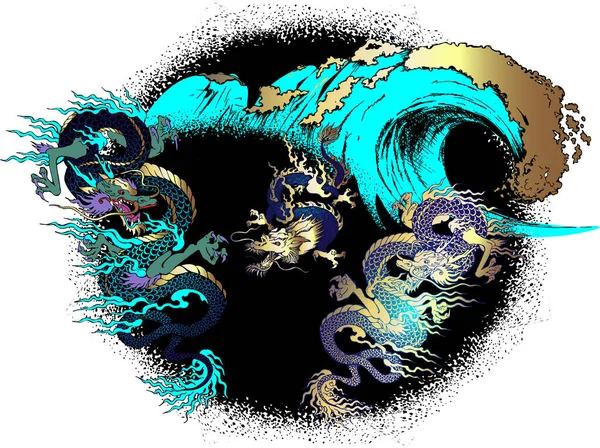 Дизайн Азиатского Дракона Векторная Иллюстрация Обоев Баннера Фона Карточки Книги — стоковый вектор
