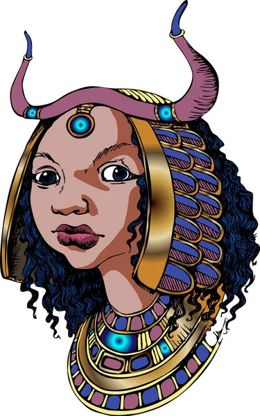 Belle Fille Égyptienne Antique Convient Pour Affiches Cartes Tatouage Illustration — Image vectorielle