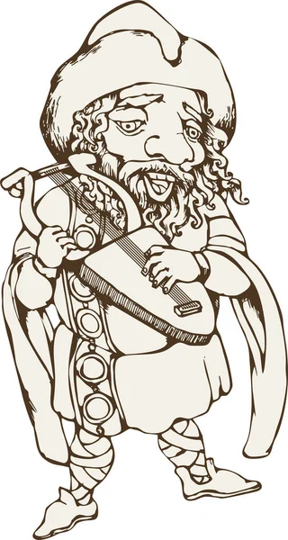 Skald 在古代斯堪的纳维亚半岛 作曲家和朗诵诗的人 向英雄及其行为致敬 卡通片矢量说明 — 图库矢量图片