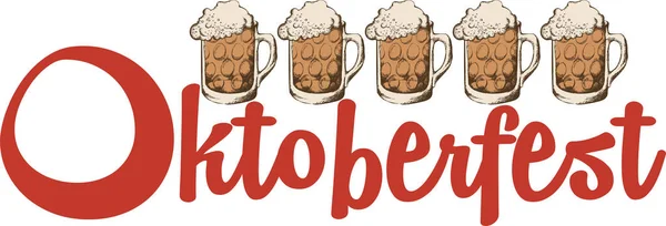 Διαφημιστική Αφίσα Πρότυπο Του Oktoberfest Πάρτι Μπύρας Χαραγμένο Στυλ Εικονογράφηση — Διανυσματικό Αρχείο