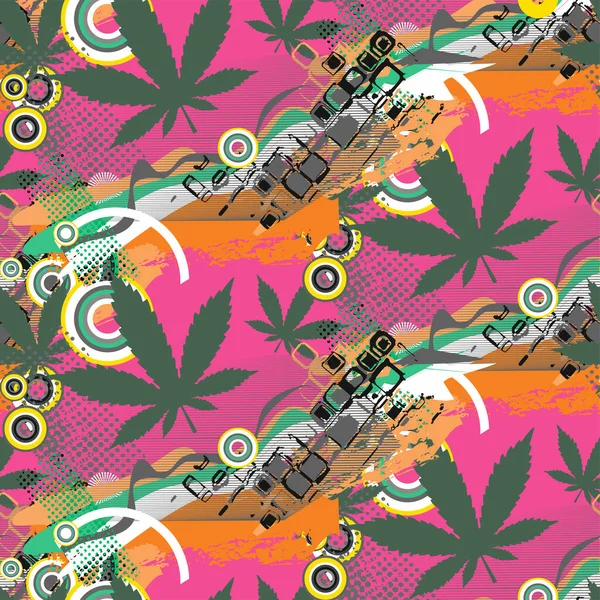 Schema Cannabis Illustrazione Vettoriale Schema Senza Soluzione Continuità Illustrazione Vettoriale — Vettoriale Stock